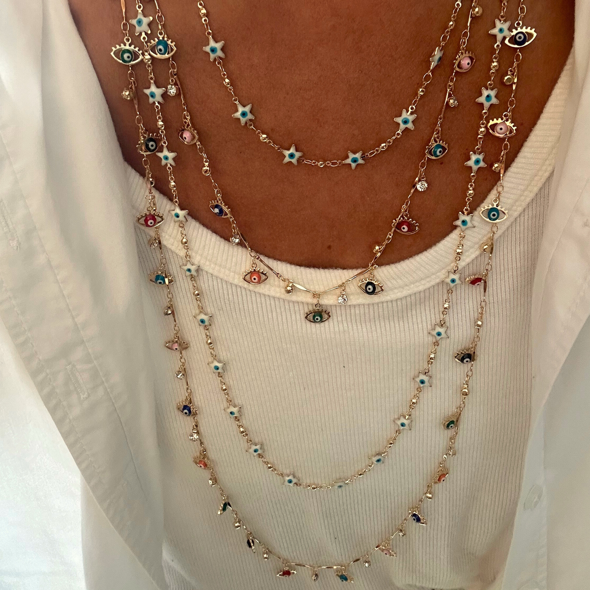 Colar Longo Olhinhos