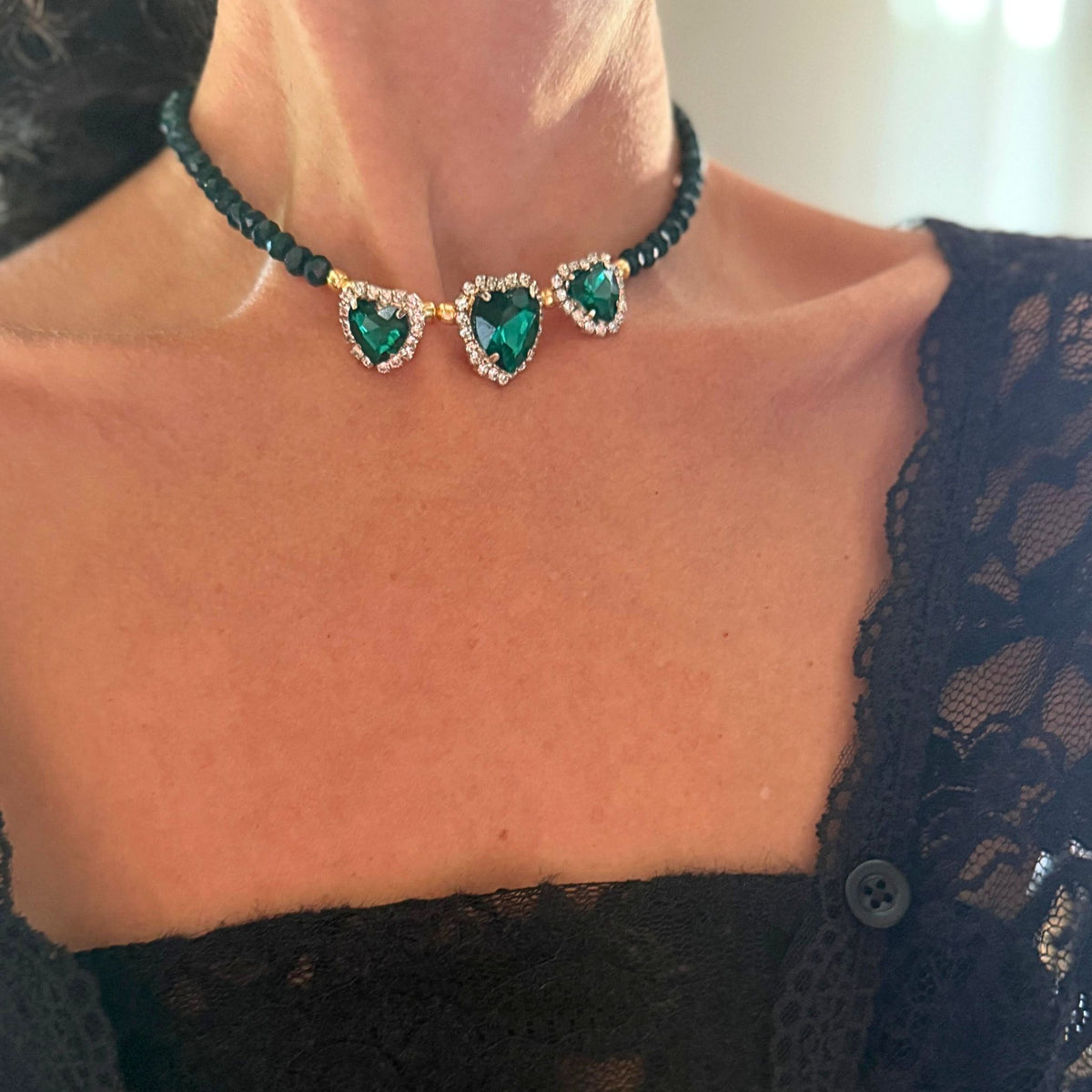 Choker Corações Strass