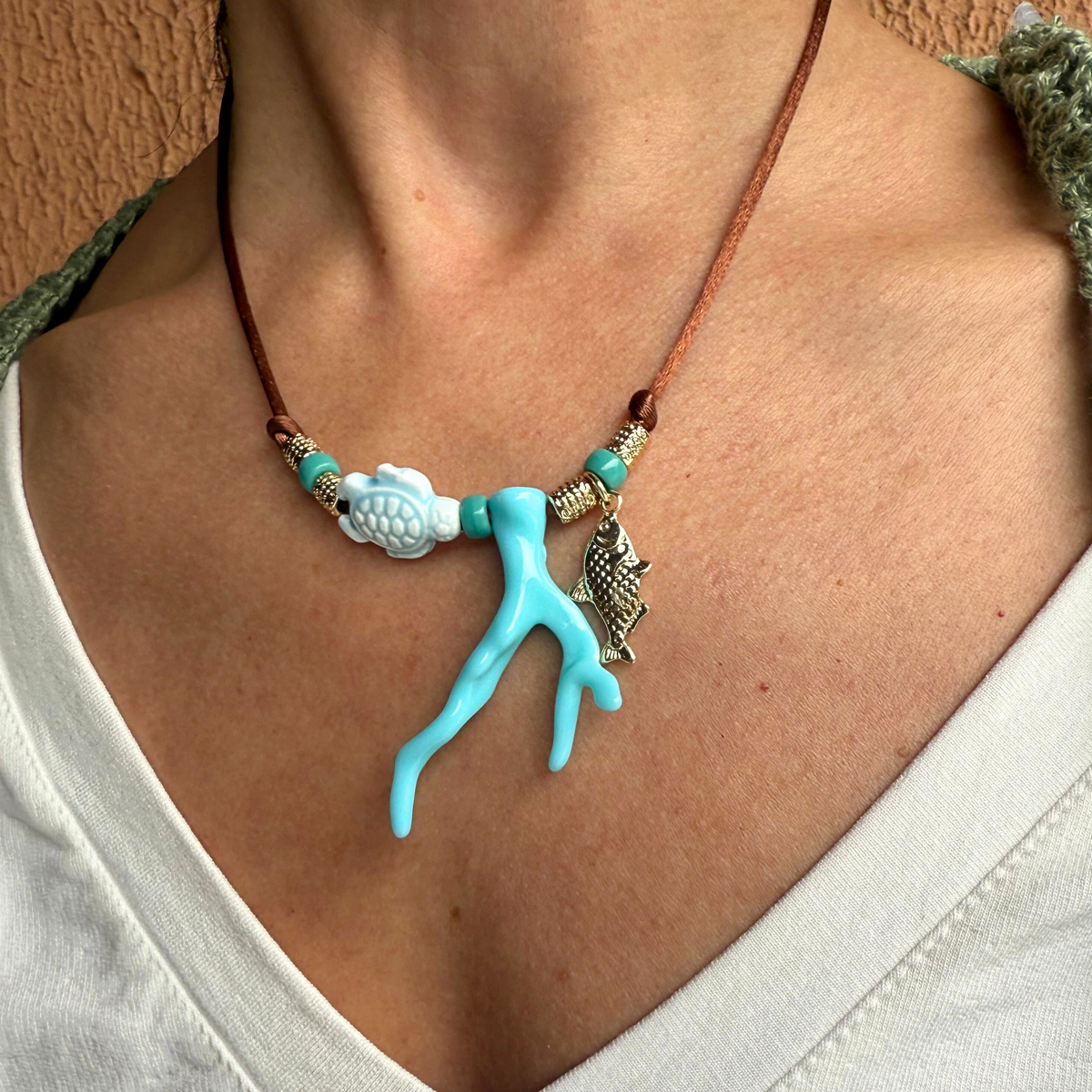 Colar Coral Turquesa