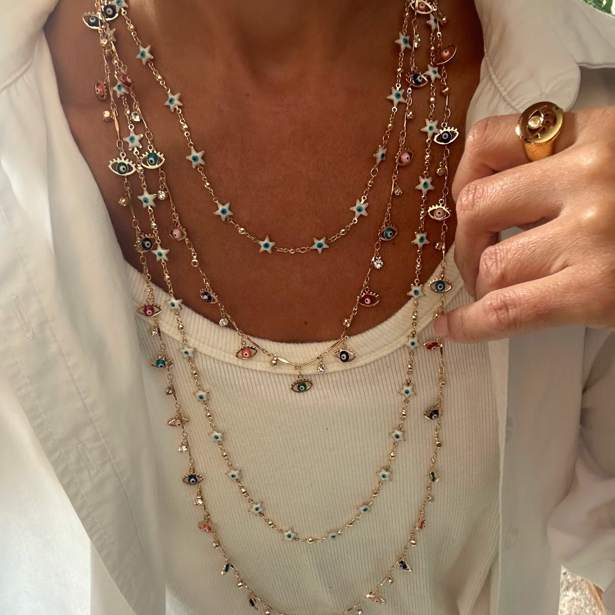 Colar Longo Olhinhos