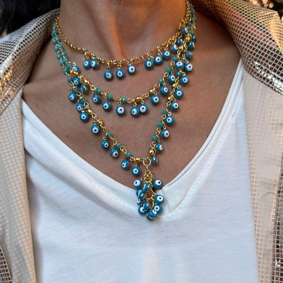 Colar três voltas Olhinhos