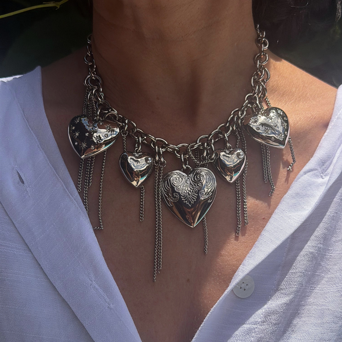 Colar Franja Corações