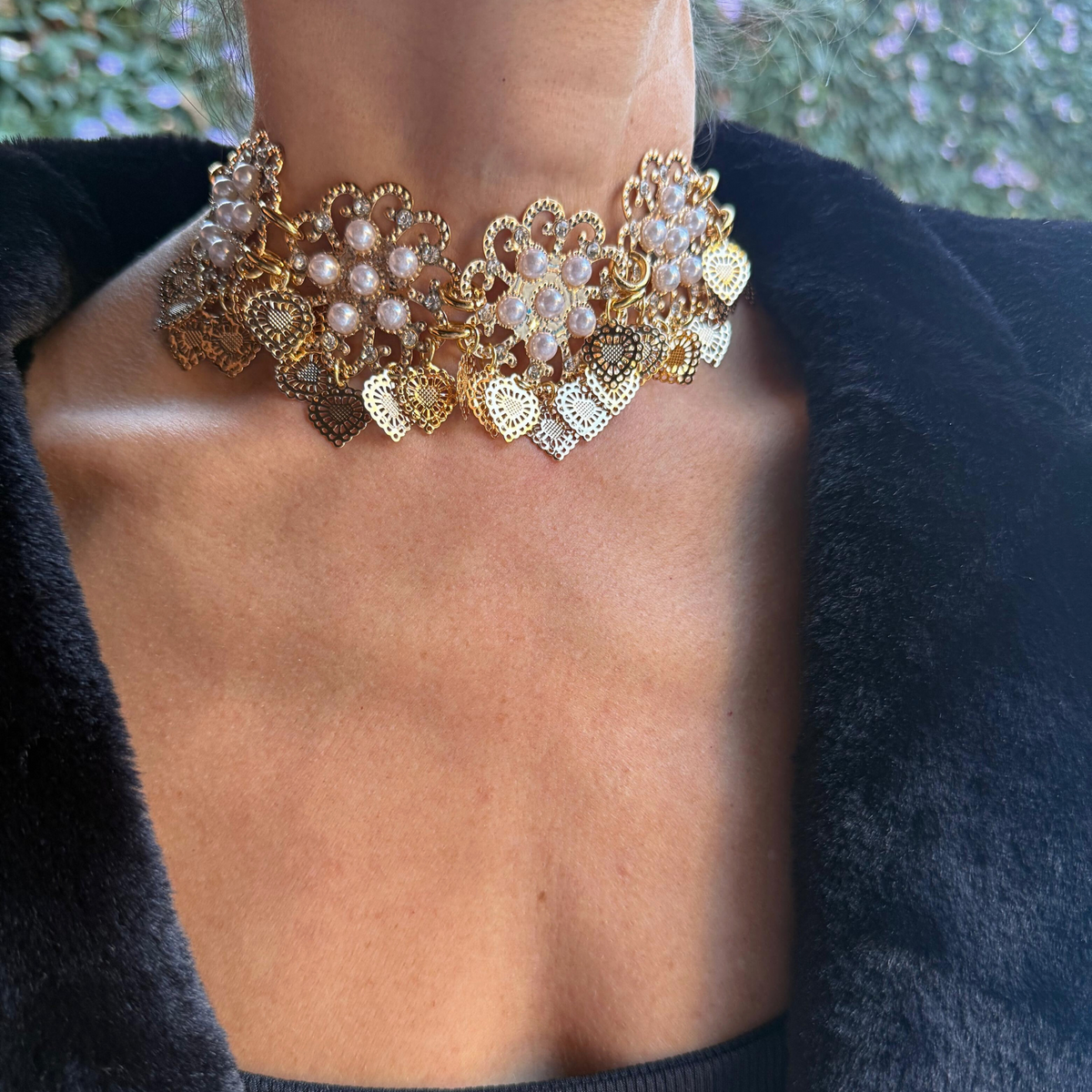 Choker Flores de Pérola