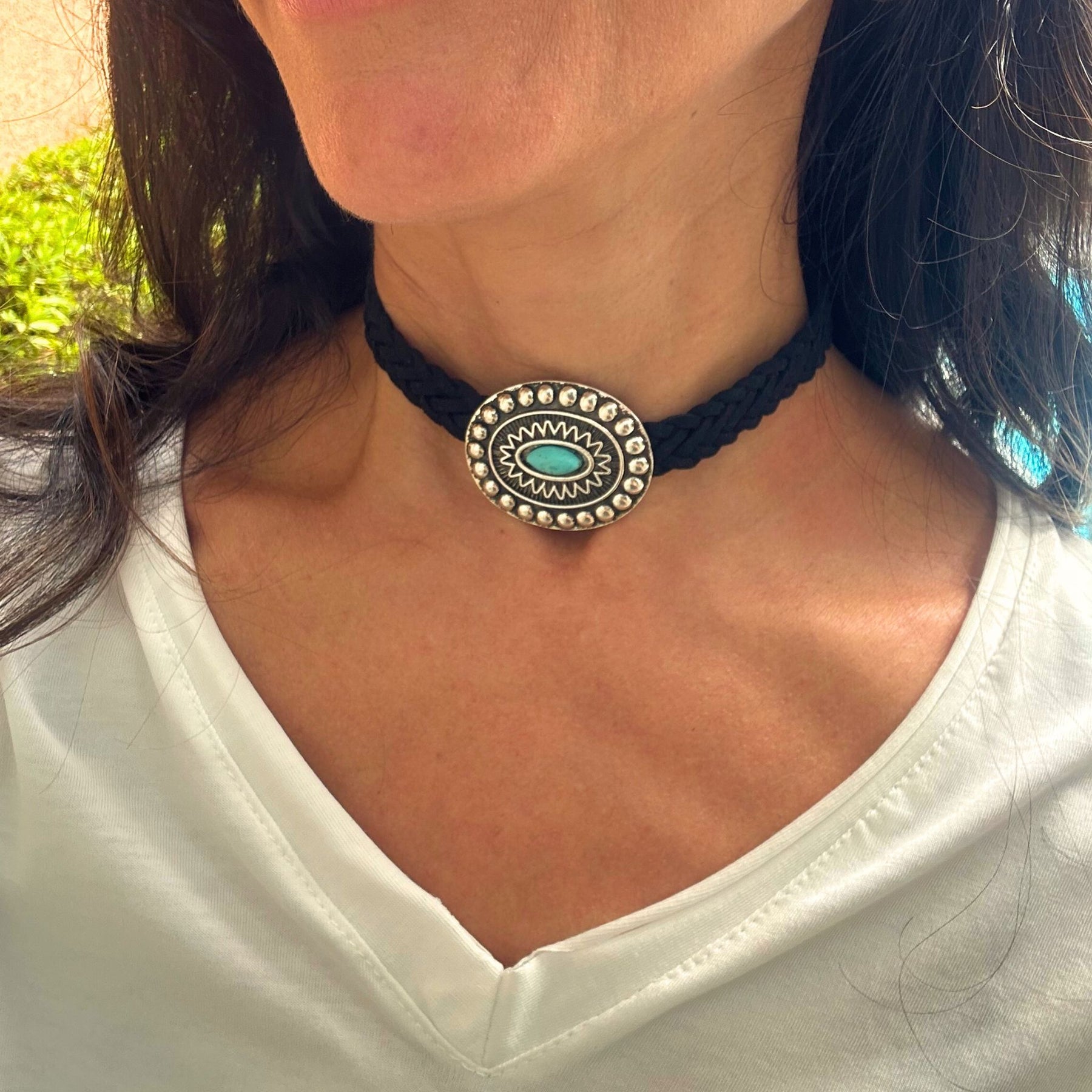 Choker Medalha Turquesa