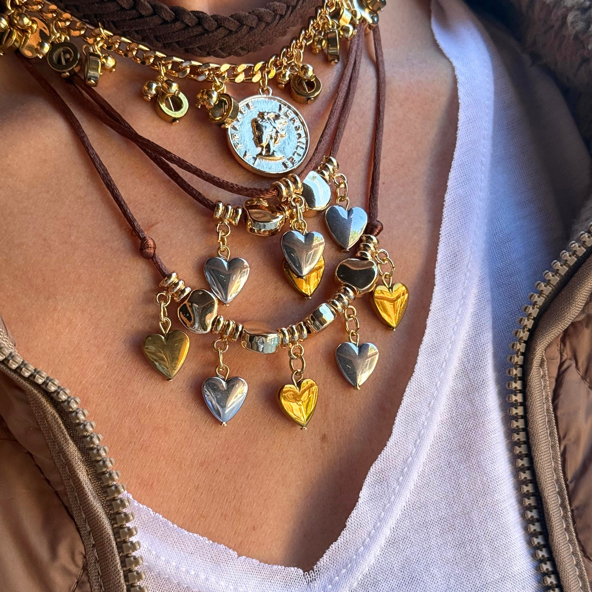 Colar Triplo Coração