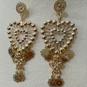 Brinco Coração Flores