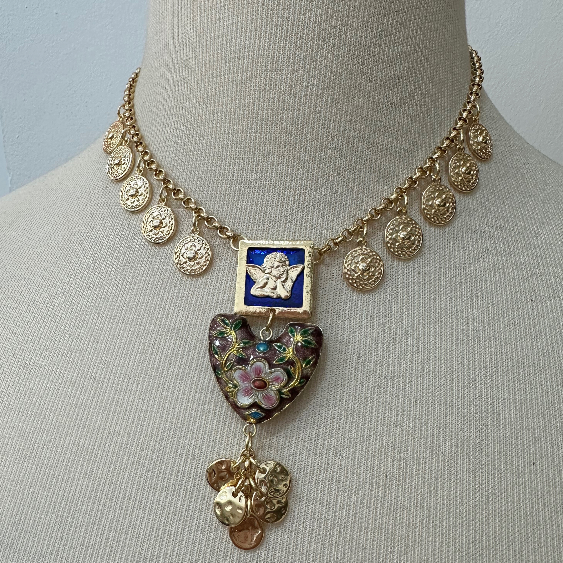 Colar Coração Cloisonné