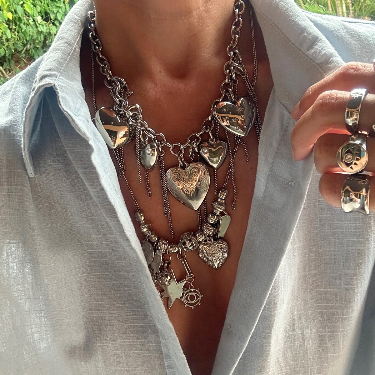 Colar Franja Corações