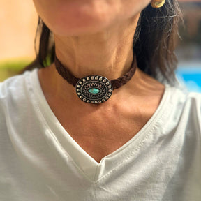 Choker Medalha Turquesa