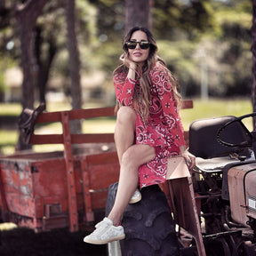 Vestido Bandana Vermelho Tule
