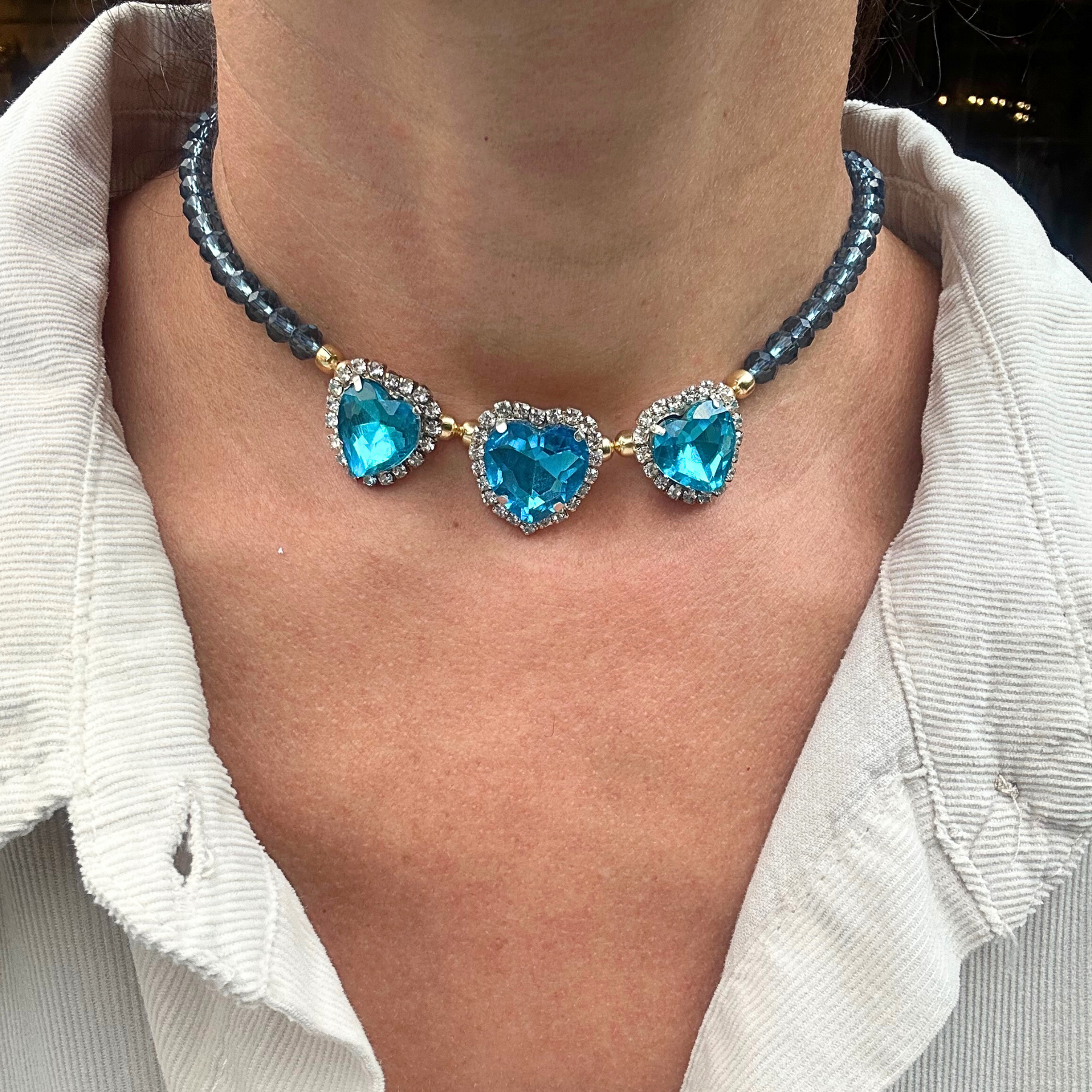 Choker Corações Strass